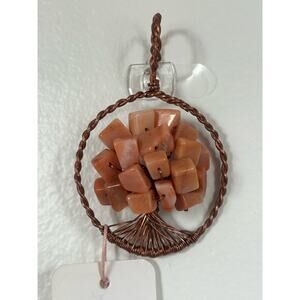Handmade Copper and Serpentine Crystal Tree of life 3.5x2” Wall Decor